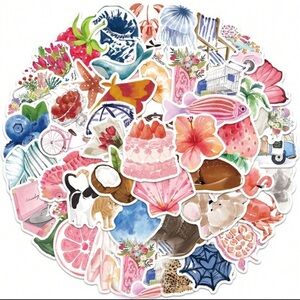 50Pcs Aesthetic Stickers Watercolor Stickers Journal Stickers Cute Stickers
